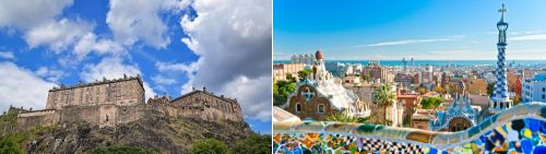 Edinburgh, Scotland and Barcelona, Spain