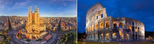 Barcelona, Spain and Rome, Italy